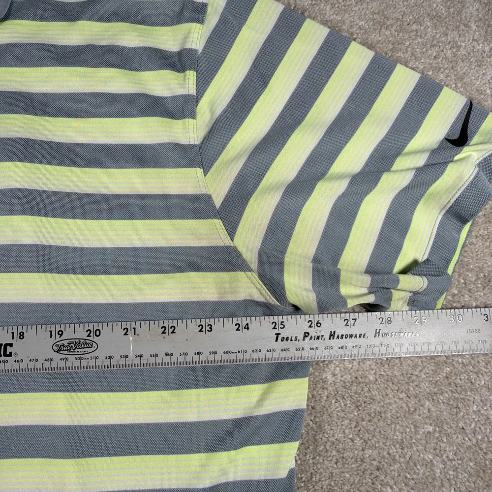 Nike Golf‎ Tour Performance Mens Short Sleeve Polo Shirt 2XL Yellow Gray Striped